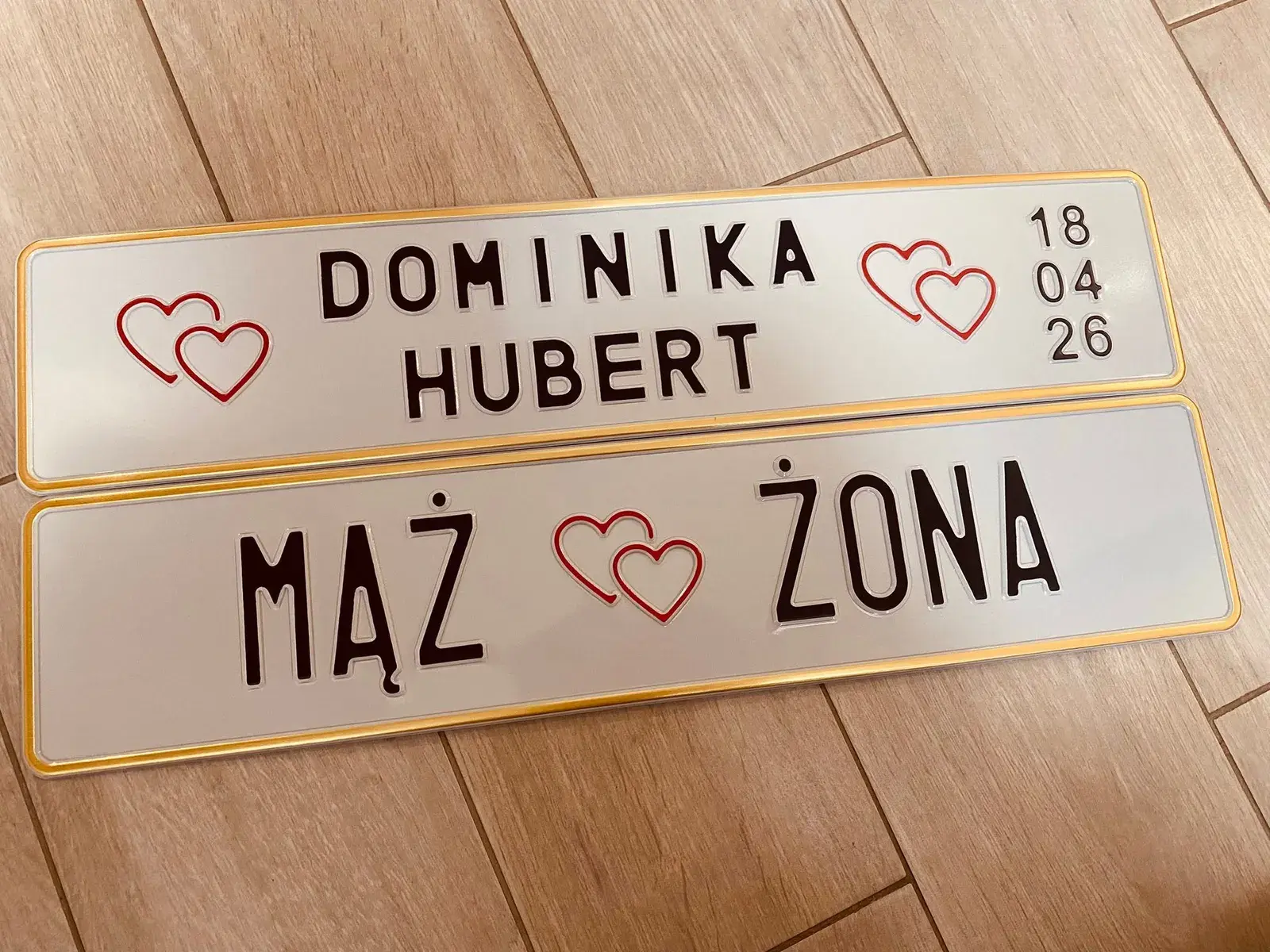 Dwurzędowe tablice ślubne Dominika i Hubert z datą
