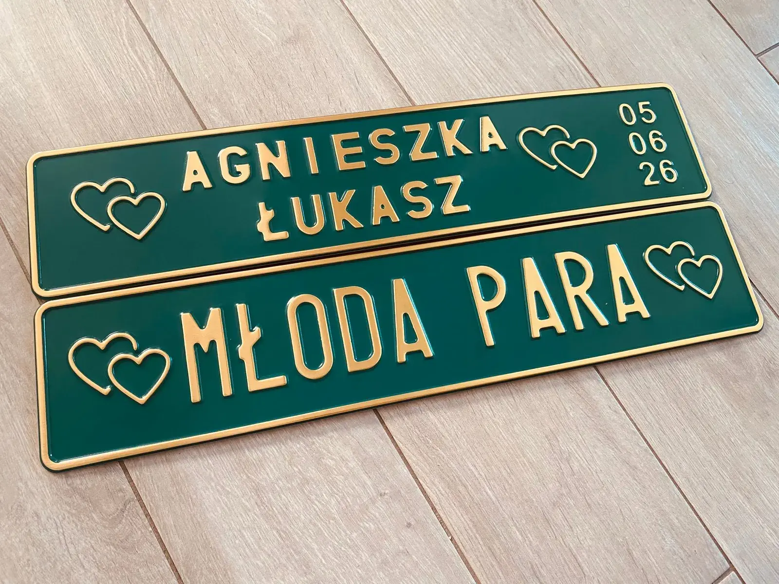 Zielono-złote tablice ślubne Agnieszka i Łukasz